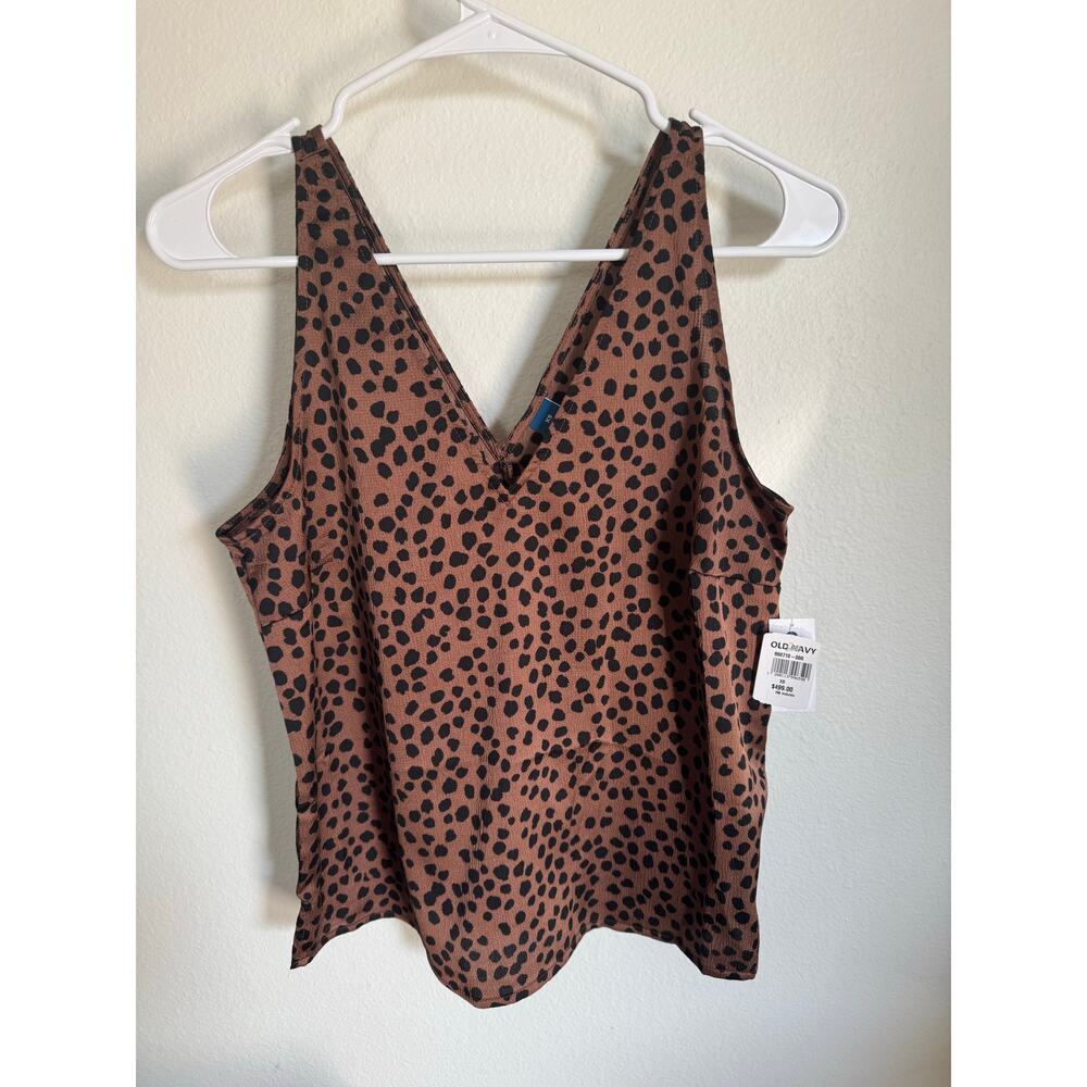 NWT Old Navy‎ Satin-Feel Tank Top Animal Print Size XS Brown Black